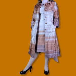 Fenn Wright Manson Brown Satin Ombre Midi Dress and Overcoat Set, 16